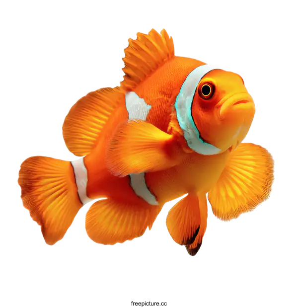 [Transparent Background PNG]Orange and White Clownfish Close-up