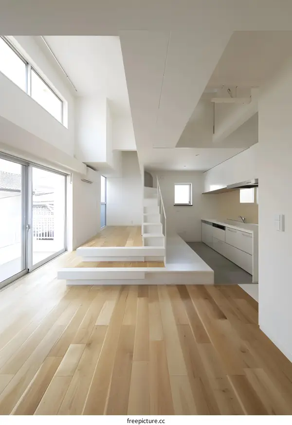 Modern Minimalist Interior Design with White Walls and Wooden Floor