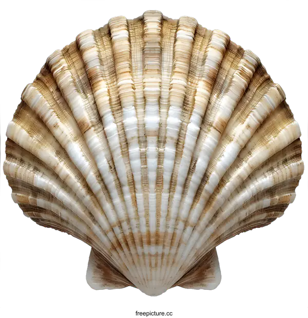 [Transparent Background PNG]Closeup of a scallop shell on white background