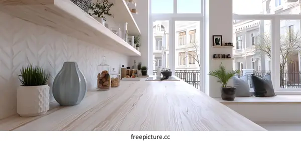 Modern Scandinavian Kitchen with Large Windows