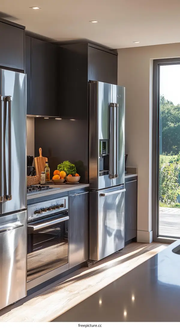 Modern Kitchen Interior Design with Stainless Steel Appliances