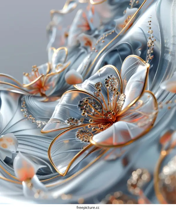 Gold and Glass Flower Abstract Design