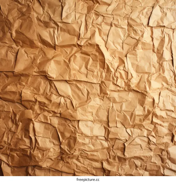 Close-up of brown crumpled paper texture background