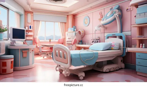 Pediatric hospital room interior