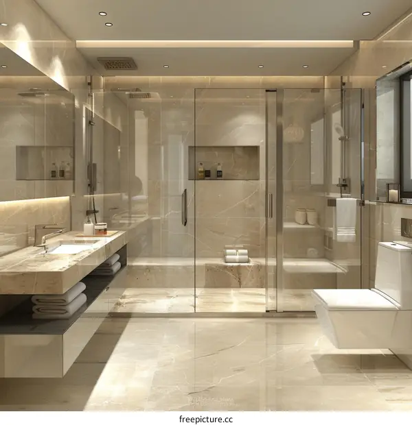 Modern Beige Bathroom Interior Design