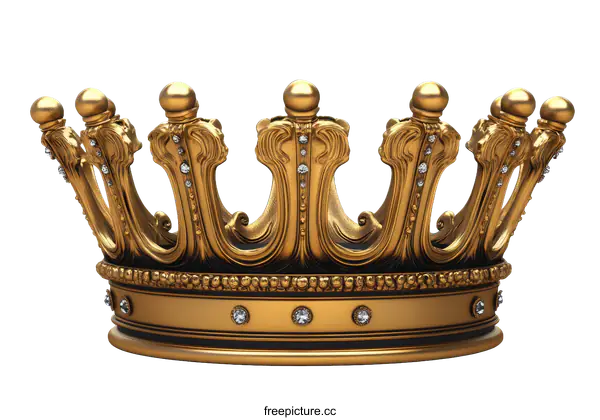 [Transparent Background PNG]Golden Royal Crown with Gems