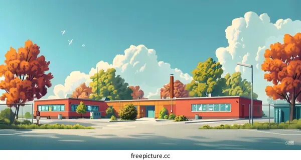 An illustration of a school building