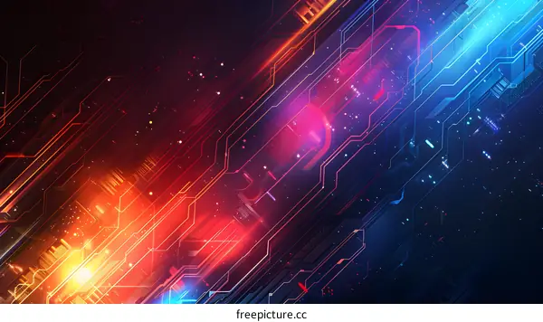 Colorful geometric shapes and lines in a futuristic style