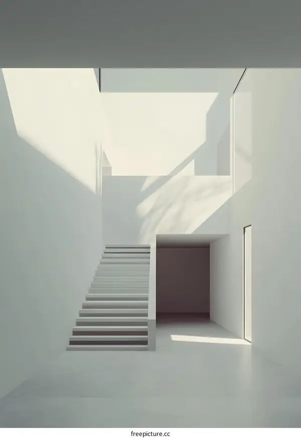 Minimalist Modern Staircase in White Interior Design