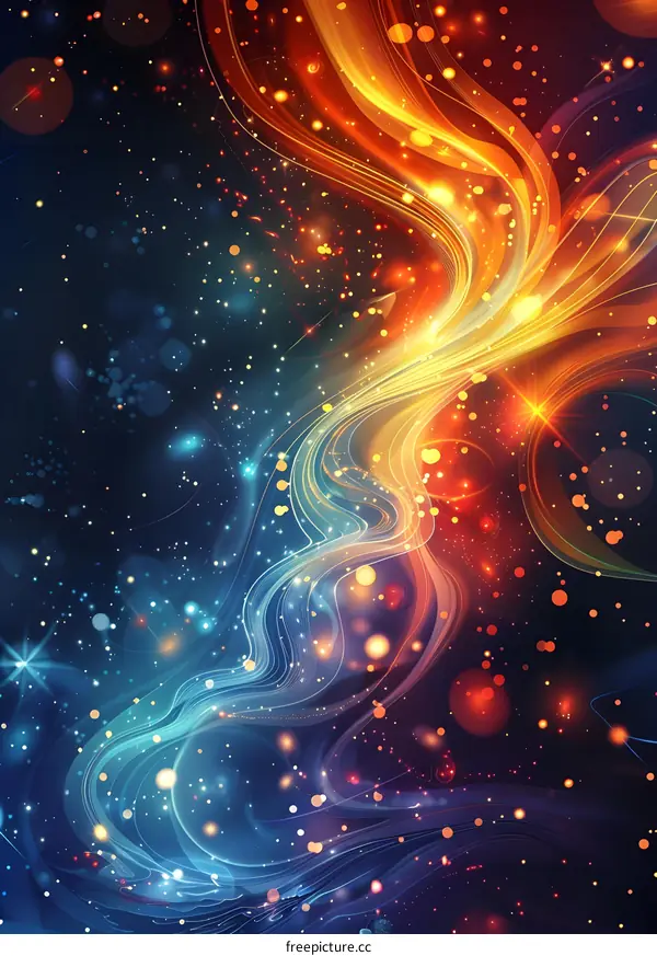 Colorful light bands flying in space