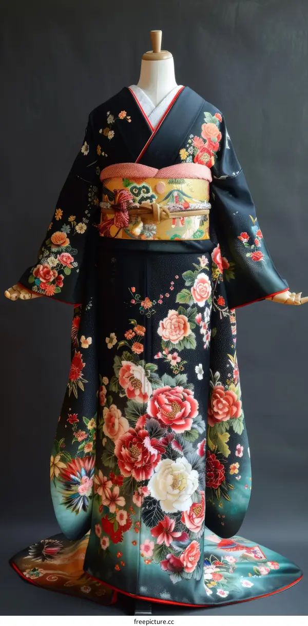 A kimono with a floral pattern