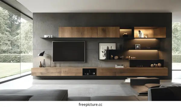Modern Wooden TV Stand Interior Design
