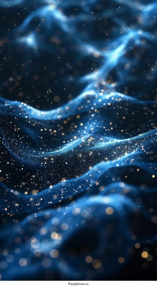Abstract Blue and Gold Particle Waves