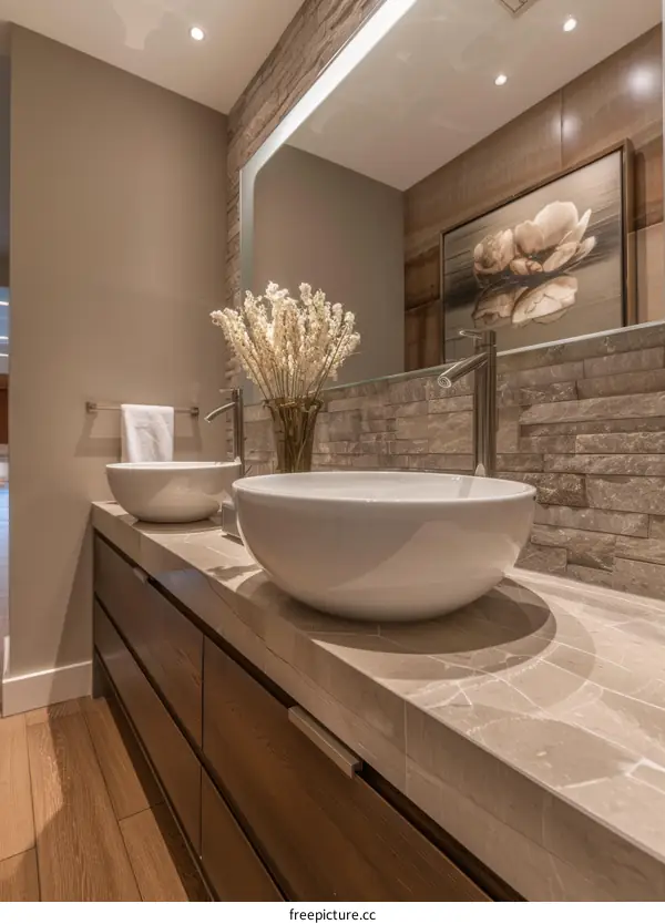 Modern Elegant Bathroom Vanity with Double Sinks