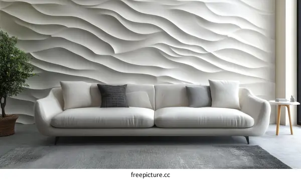 Modern Living Room Interior Design with Abstract Wall