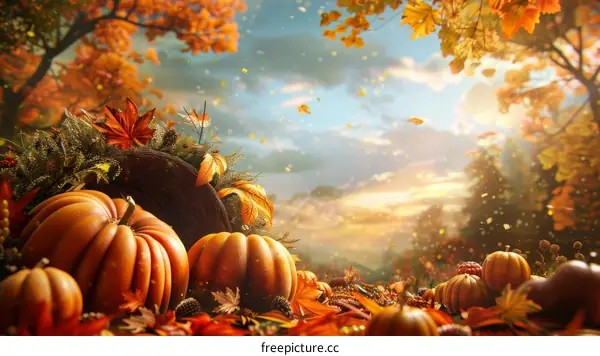 Fall Colors with Pumpkins and Foliage