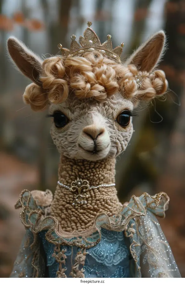 fluffy llama dressed in fancy clothes