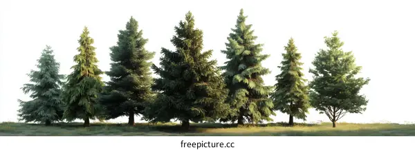 Collection of Coniferous Trees in a Row