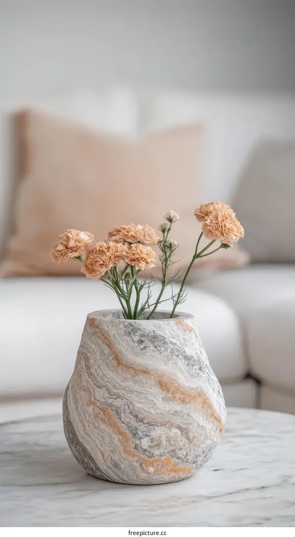 Beautiful Vase with Soft Peachy Flowers