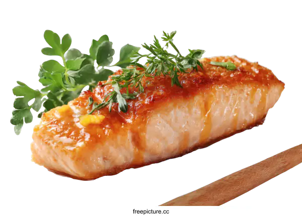 [Transparent Background PNG]Delicious Baked Salmon with Herbs