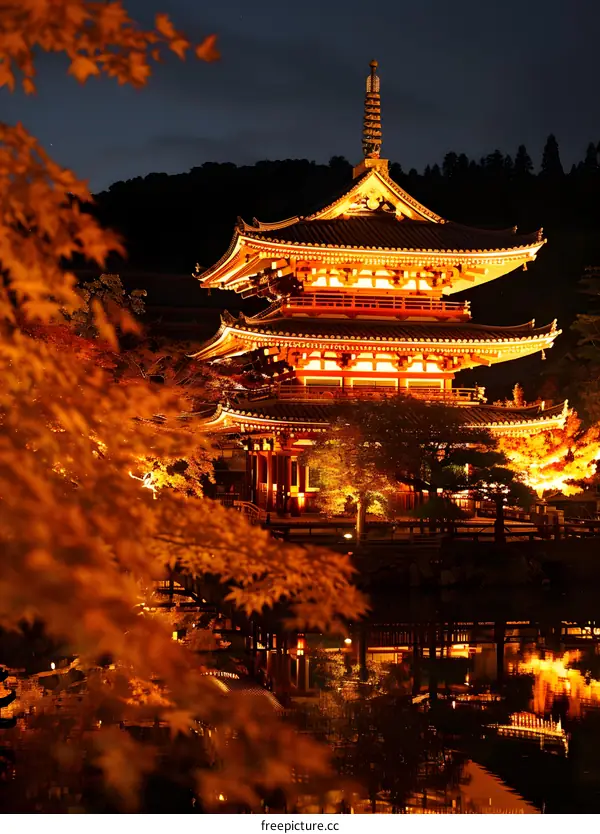 A beautiful pagoda in the fall