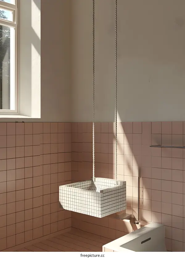 Minimalist Bathroom with Swinging Bath Tub