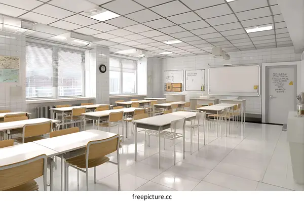 Empty Modern Classroom Interior Design
