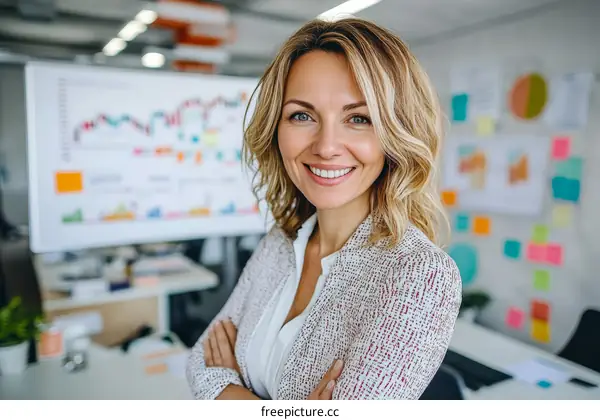 Smiling Caucasian Woman in Office Setting