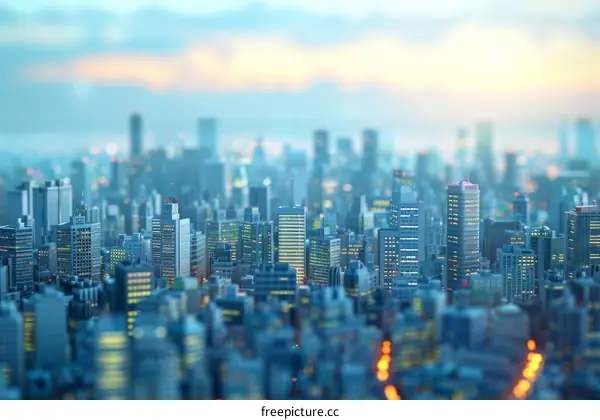 Modern City Skyline Illustration at Dusk