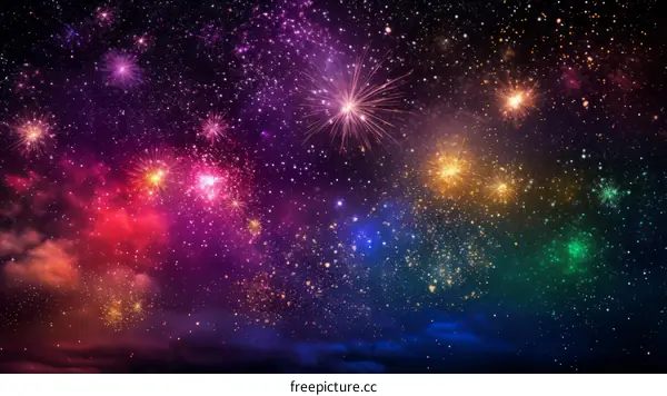 Fireworks light up the night sky with vibrant colors