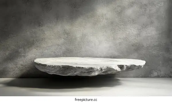 Empty Gray Stone Display Platform Against a Concrete Wall