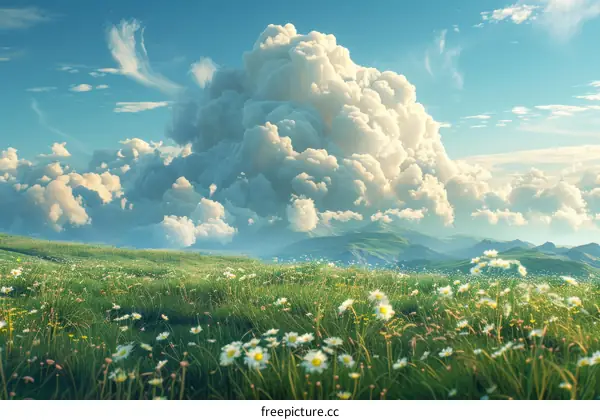 Stunning Cloudscape Over a Blooming Meadow