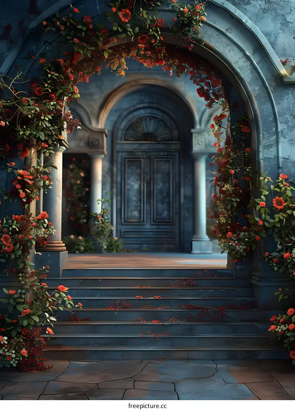Archway of red roses