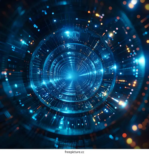 Blue and orange glowing circle tunnel