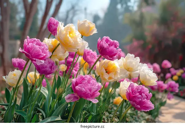 Colorful Tulips in a Spring Garden