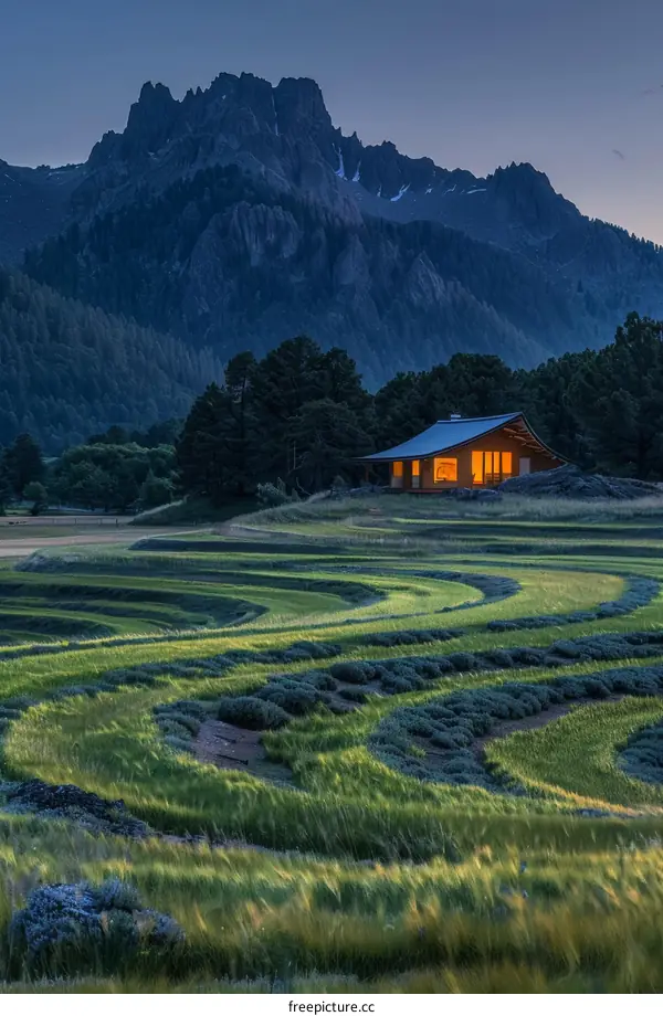 House in the mountains surrounded by terraced fields
