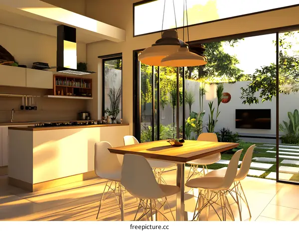 Modern Kitchen Dining Area with Outdoor View