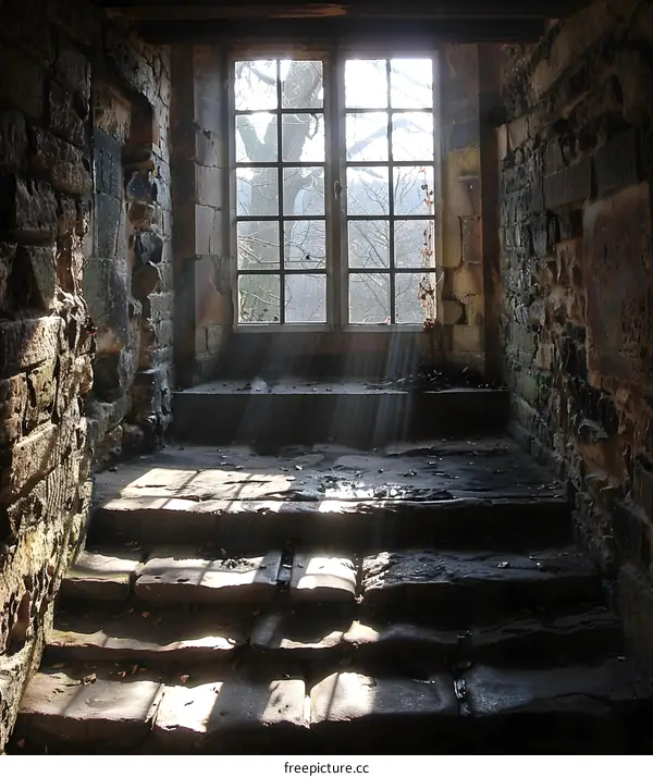 Stone Steps With Light Streaming Through Window