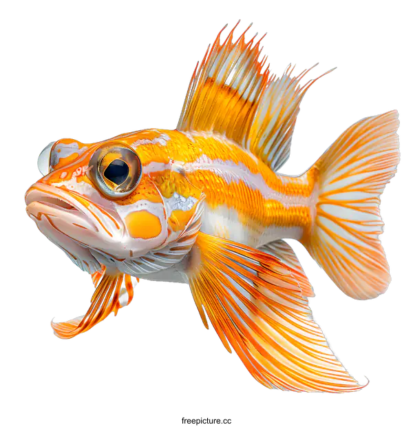 [Transparent Background PNG]Striking Orange and White Fish on White Background