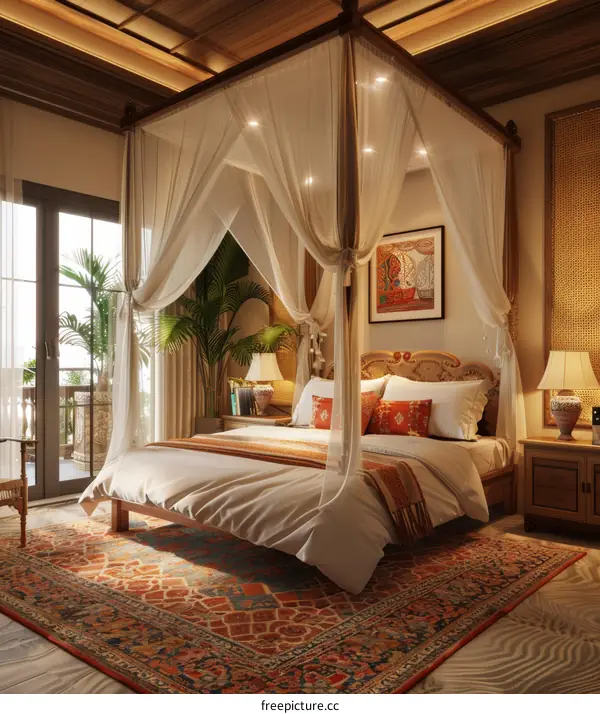 Stylish Canopy Bed Features Contemporary Appeal in Bedroom