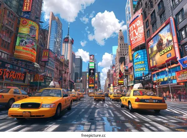 New York City Street Scene Illustration