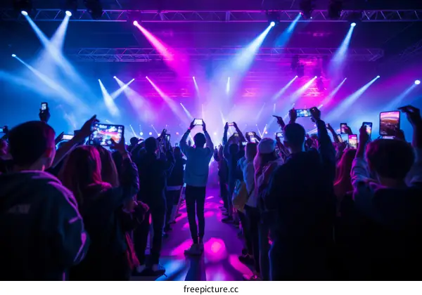 Concert Crowd Taking Photos with Mobile Phones