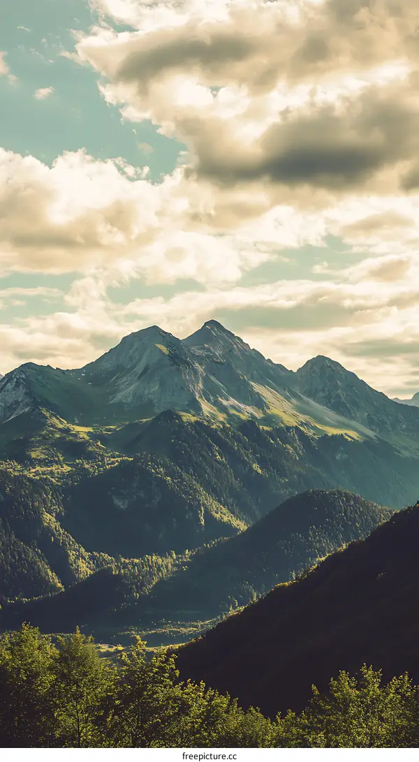 Mountain Landscape With Cloudy Sky