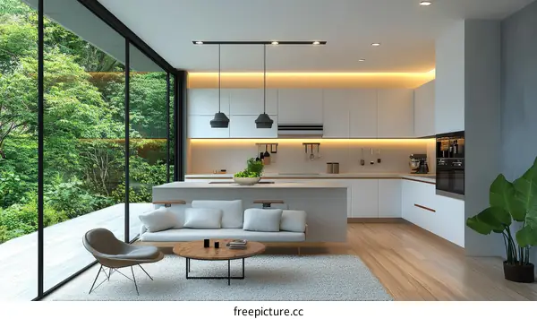 Modern Open-Plan Kitchen Living Area Design