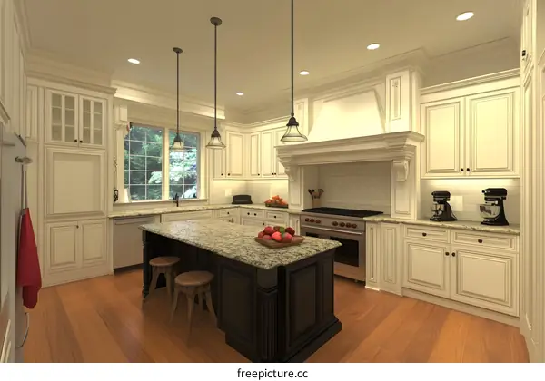 Modern Kitchen Interior Design with White Cabinets and a Large Island