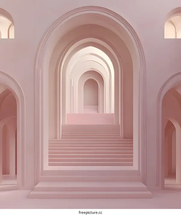 Pink Archway with Stairs Leading Upwards