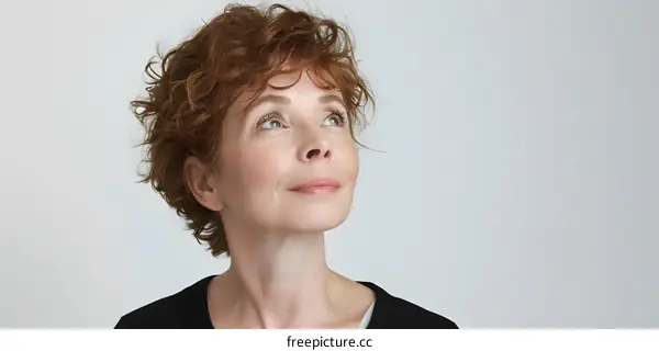 Portrait of a Caucasian Woman Looking Up