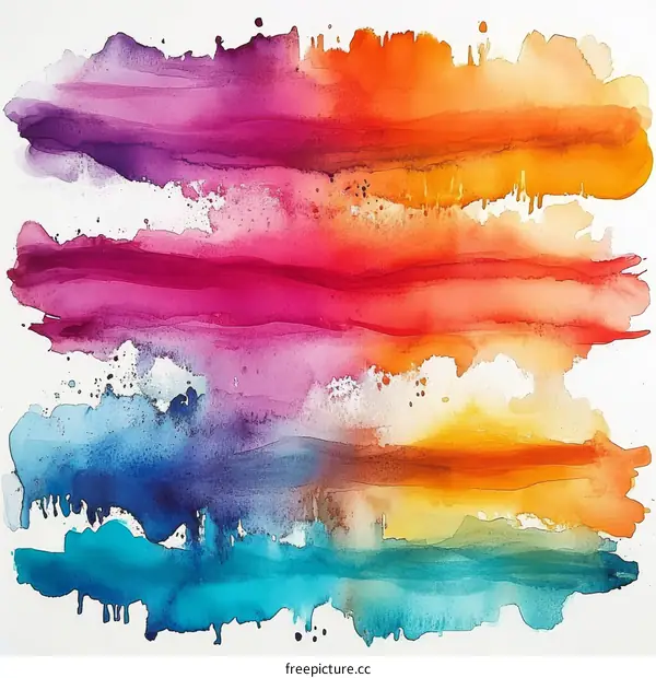Abstract Watercolor Rainbow Stripes