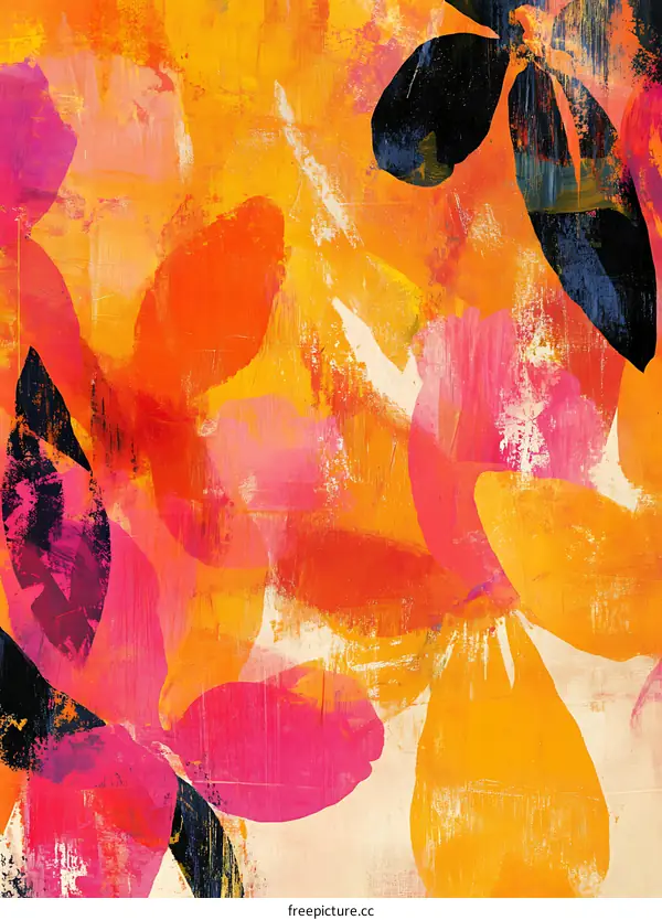 Abstract Painting of Pink, Orange, and Black