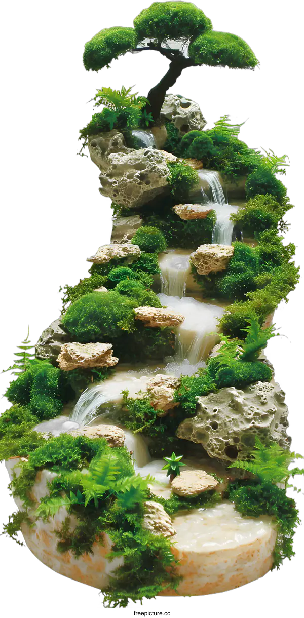 [Transparent Background PNG]Miniature Waterfall Tabletop Fountain Garden Decor